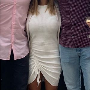 Ruched White Tank Dress